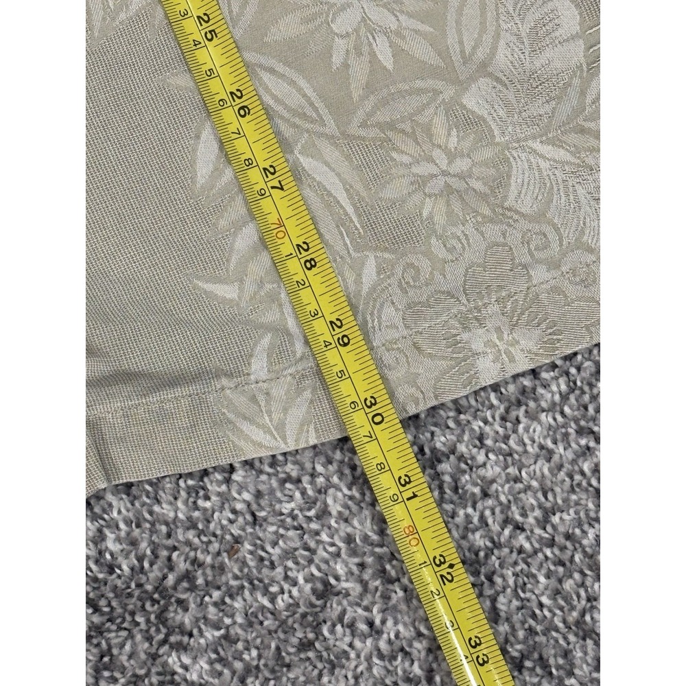 Tommy Bahama Mens Large Tan Floral 100% Silk Blend Shirt Short Sleeve Button Up - Picture 5 of 6